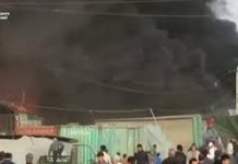 В Курган-Тюбе произошел пожар на рынке «Ходжи Шариф» (Видео)